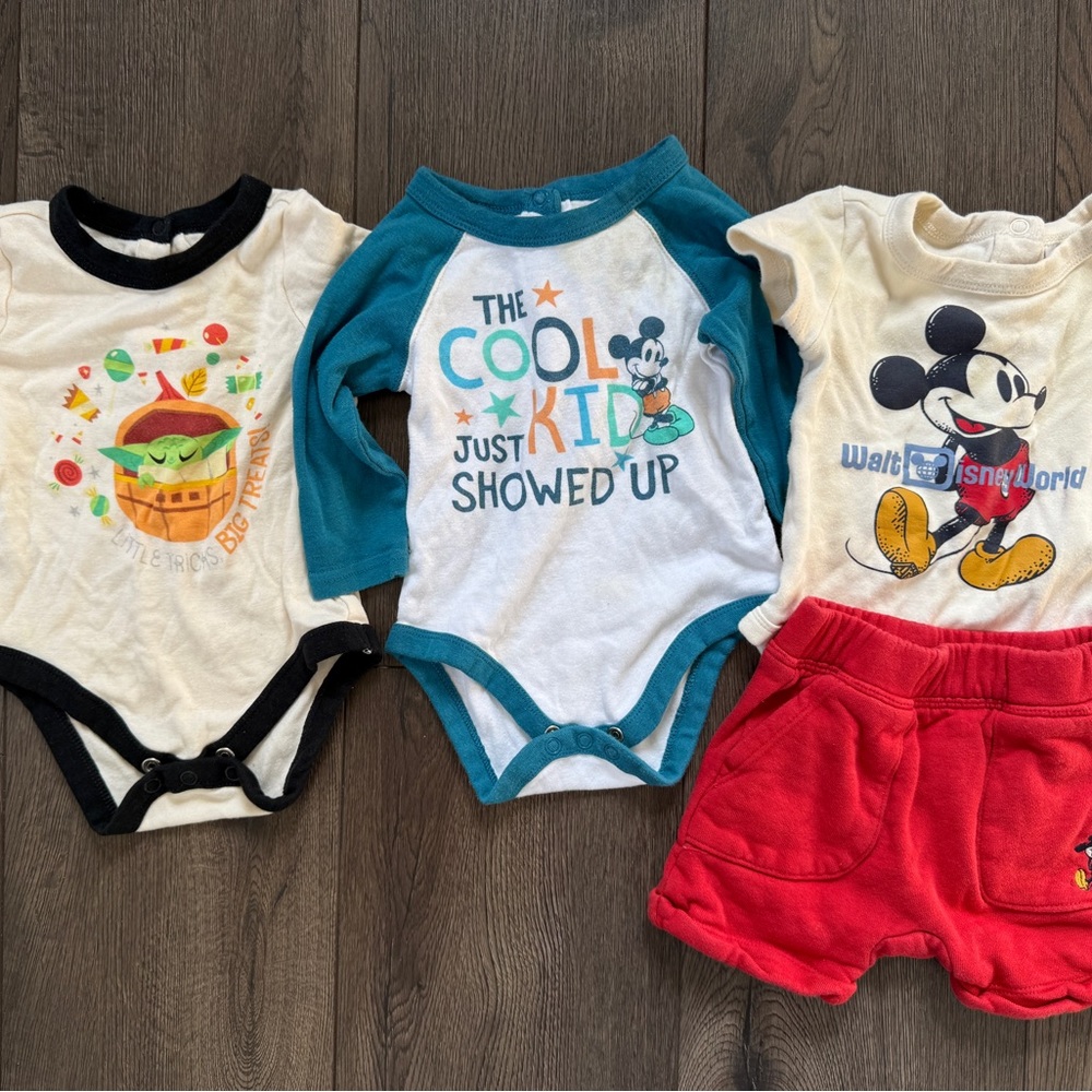 Disney Baby Bodysuits and Shorts Set 6-9months and 9-12 months bundle